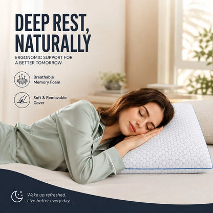 Neck Pillow Cooling Gel Memory Foam Contoured Support
