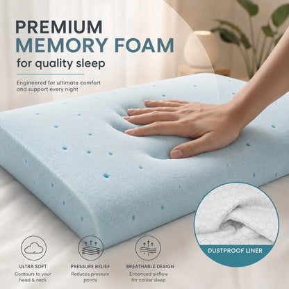 Neck Pillow Cooling Gel Memory Foam Contoured Support