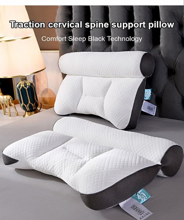 Neck Pillow Memory Foam Ergonomic Ear Cutout & Cooling Cover