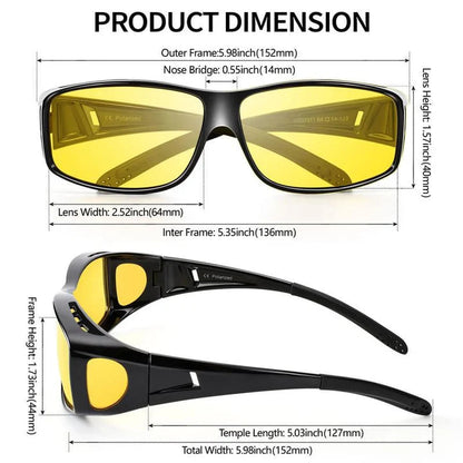 Night Driving Overglasses Polarized Yellow Fits Over Prescription Glasses