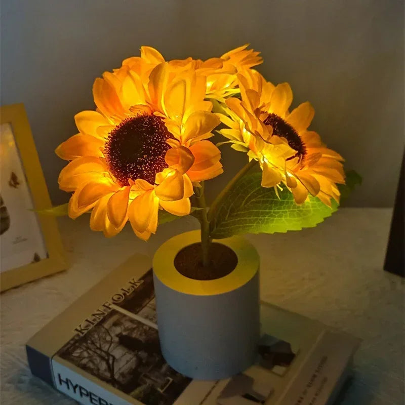 Night Lamp Sunflower Warm LED & USB Rechargeable