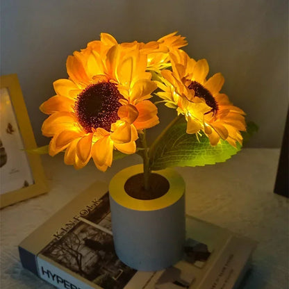 Night Lamp Sunflower Warm LED & USB Rechargeable