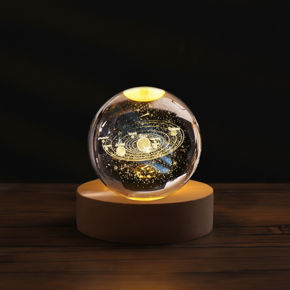 Night Light Crystal Glass 3D Engraved Warm White LED