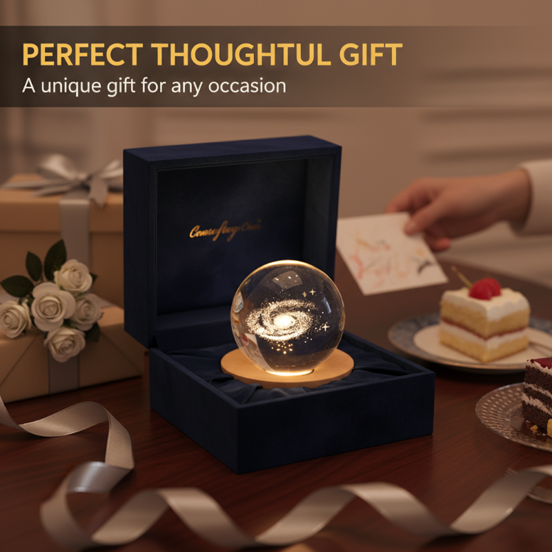 Night Light Crystal Glass 3D Engraved Warm White LED