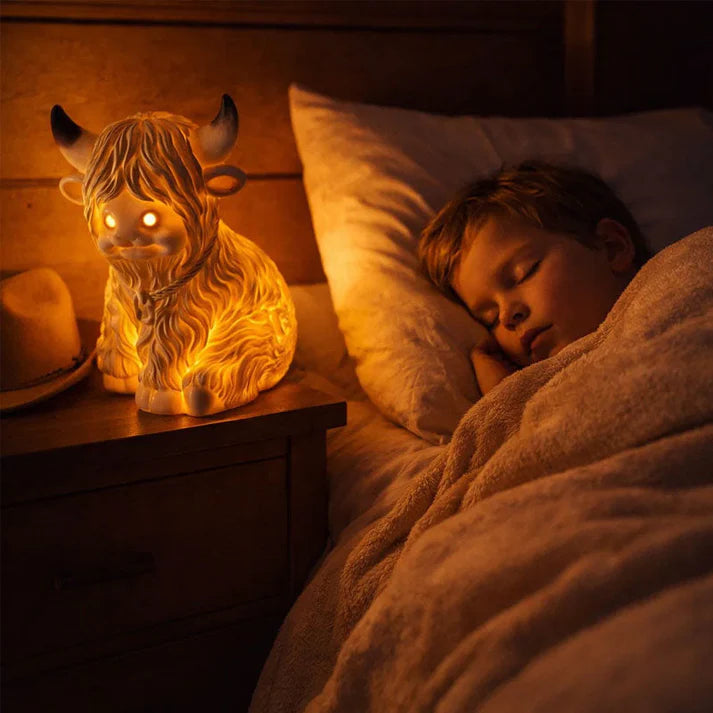 Night Light Highland Cow Resin Warm Amber LED