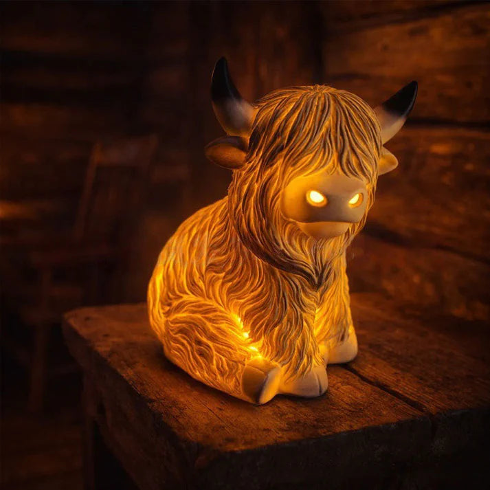 Night Light Highland Cow Resin Warm Amber LED