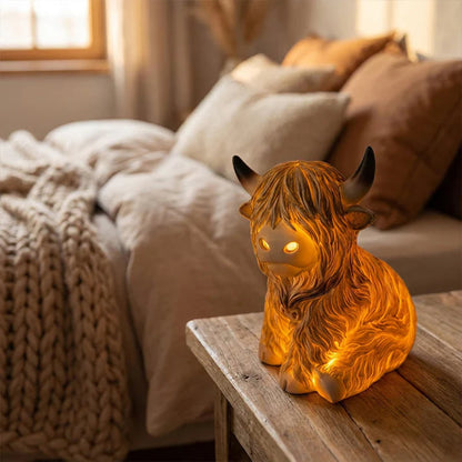 Night Light Highland Cow Resin Warm Amber LED