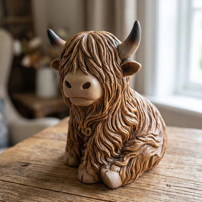 Night Light Highland Cow Resin Warm Amber LED