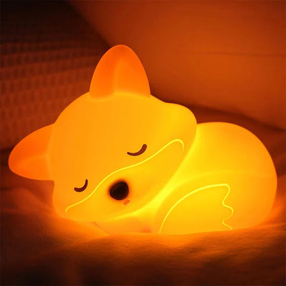 Night Light Silicone Fox Dimmable Warm USB Rechargeable