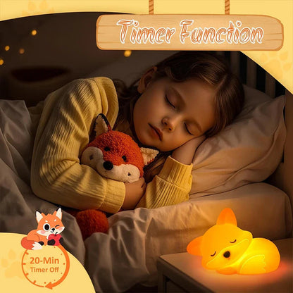 Night Light Silicone Fox Dimmable Warm USB Rechargeable