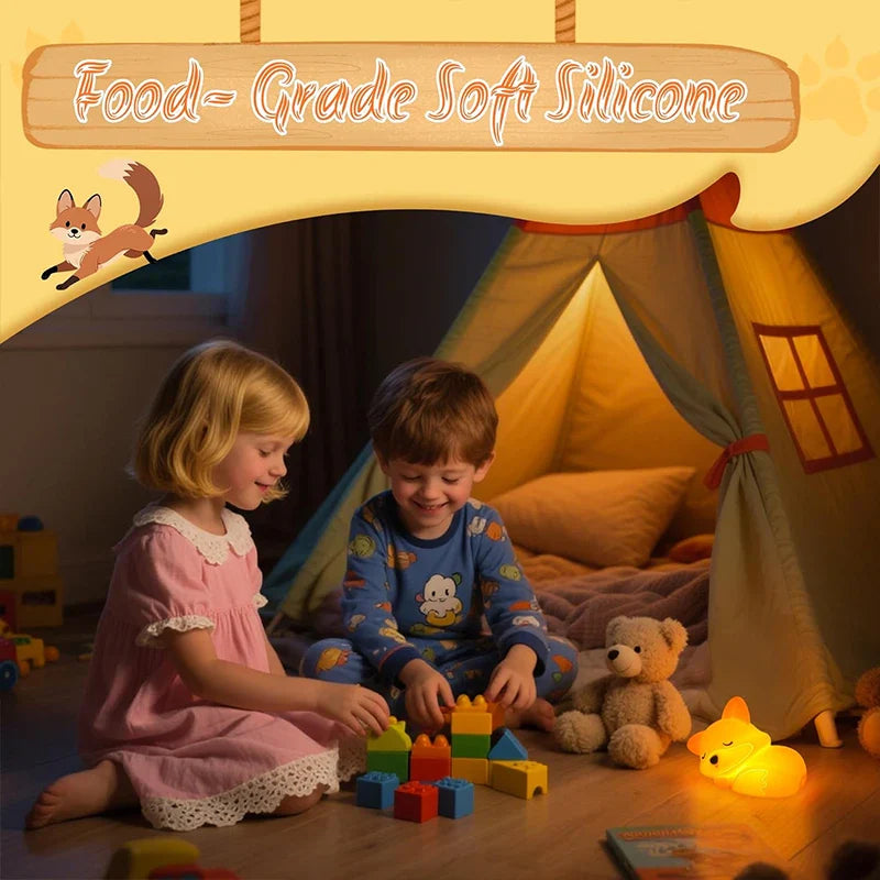 Night Light Silicone Fox Dimmable Warm USB Rechargeable