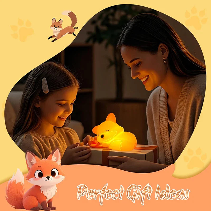 Night Light Silicone Fox Dimmable Warm USB Rechargeable