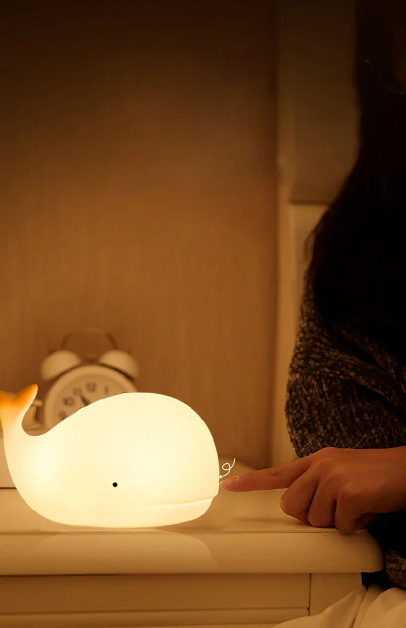 Night Light Whale Color-Changing LED Touch Control USB-Powered