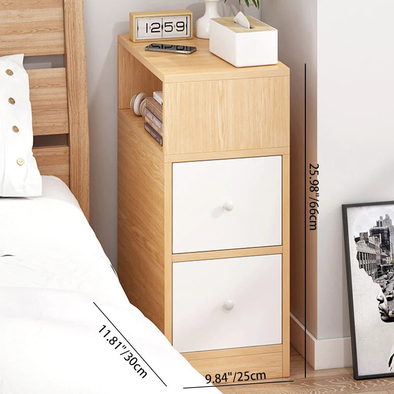 Nightstand Two Drawers & Cabinet Storage