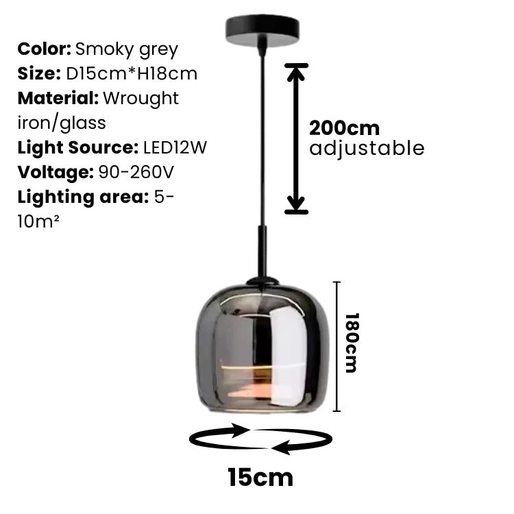 Nordic Black Glass Hanging Light Fixture – Contemporary Pendant Lamp for Dining and Kitchen