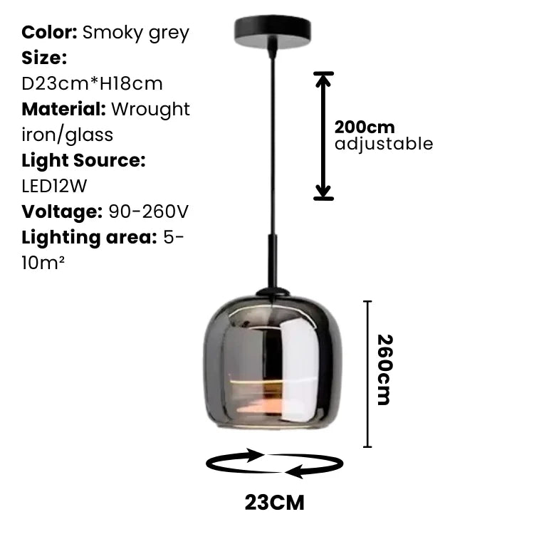 Nordic Black Glass Hanging Light Fixture – Contemporary Pendant Lamp for Dining and Kitchen
