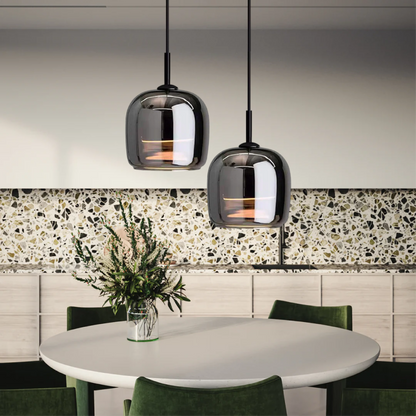 Nordic Black Glass Hanging Light Fixture – Contemporary Pendant Lamp for Dining and Kitchen