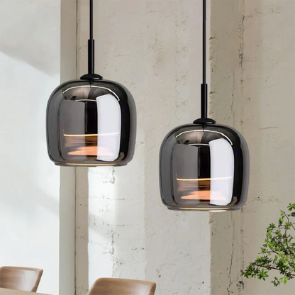 Nordic Black Glass Hanging Light Fixture – Contemporary Pendant Lamp for Dining and Kitchen