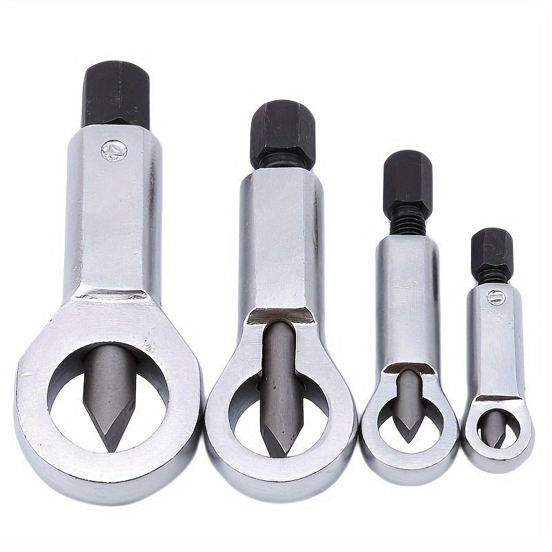 Nut Splitter Set Steel Hardened Wedge 4-Piece With Case
