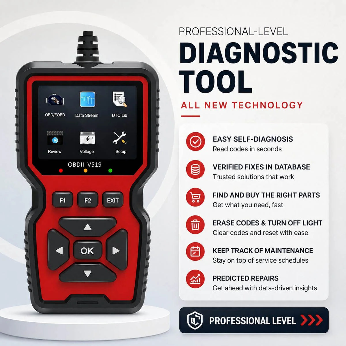 OBD2 Scanner Plug-In LCD Live Data & Freeze Frame