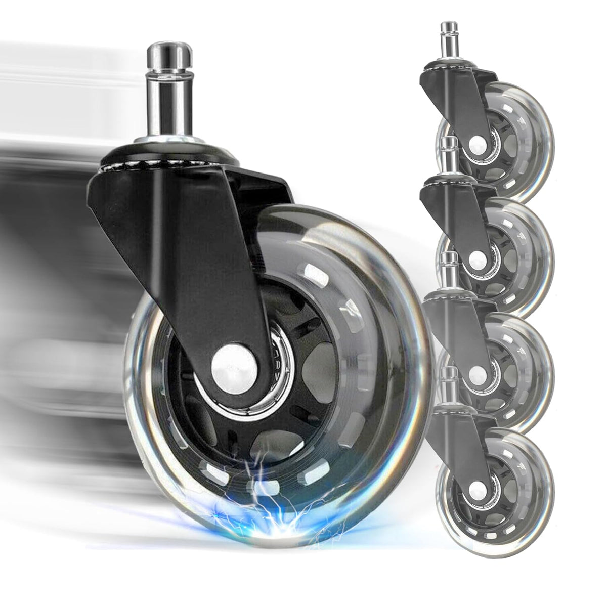 Office Chair Casters Silent Polyurethane 650 lb Capacity