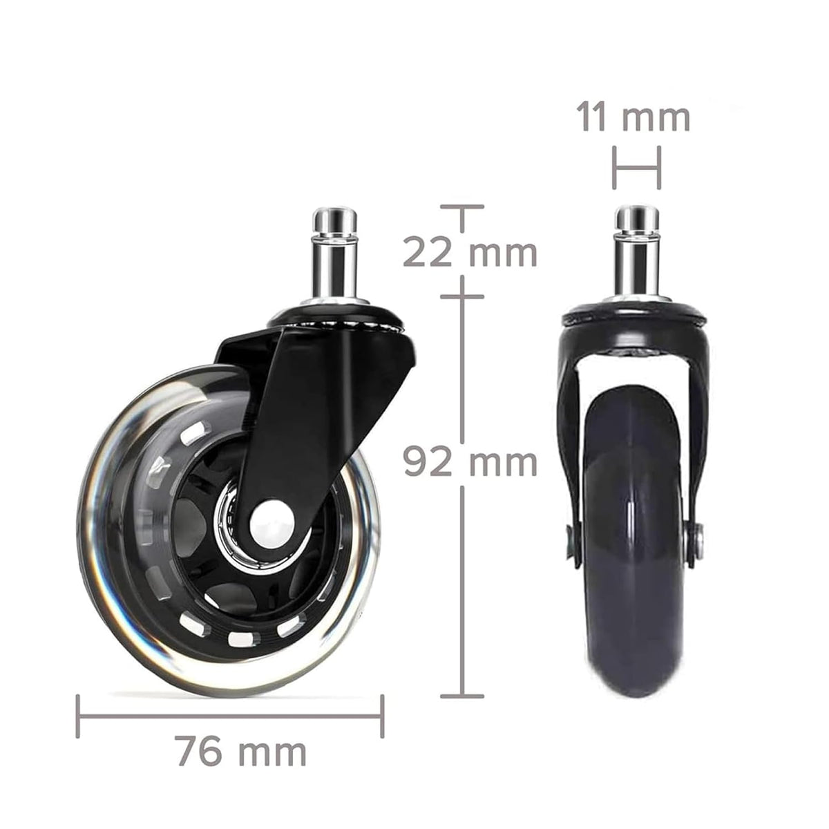 Office Chair Casters Silent Polyurethane 650 lb Capacity