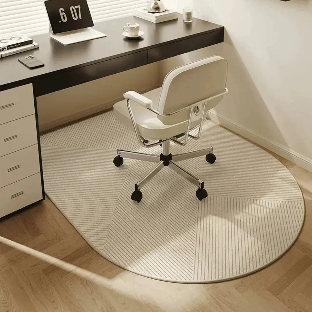 Office Chair Mat Semi-Round Polyester Fleece Non-Slip Backing