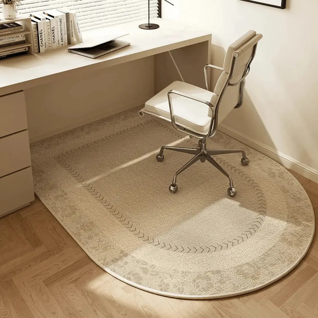Office Chair Mat Semi-Round Polyester Fleece Non-Slip Backing