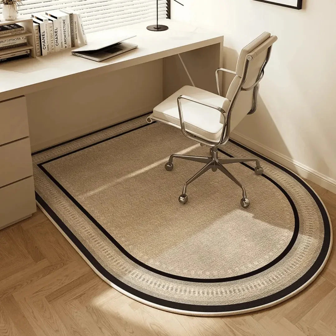 Office Chair Mat Semi-Round Polyester Fleece Non-Slip Backing