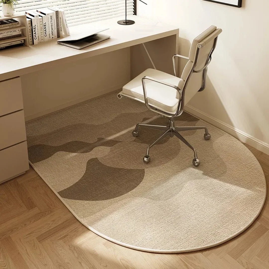 Office Chair Mat Semi-Round Polyester Fleece Non-Slip Backing