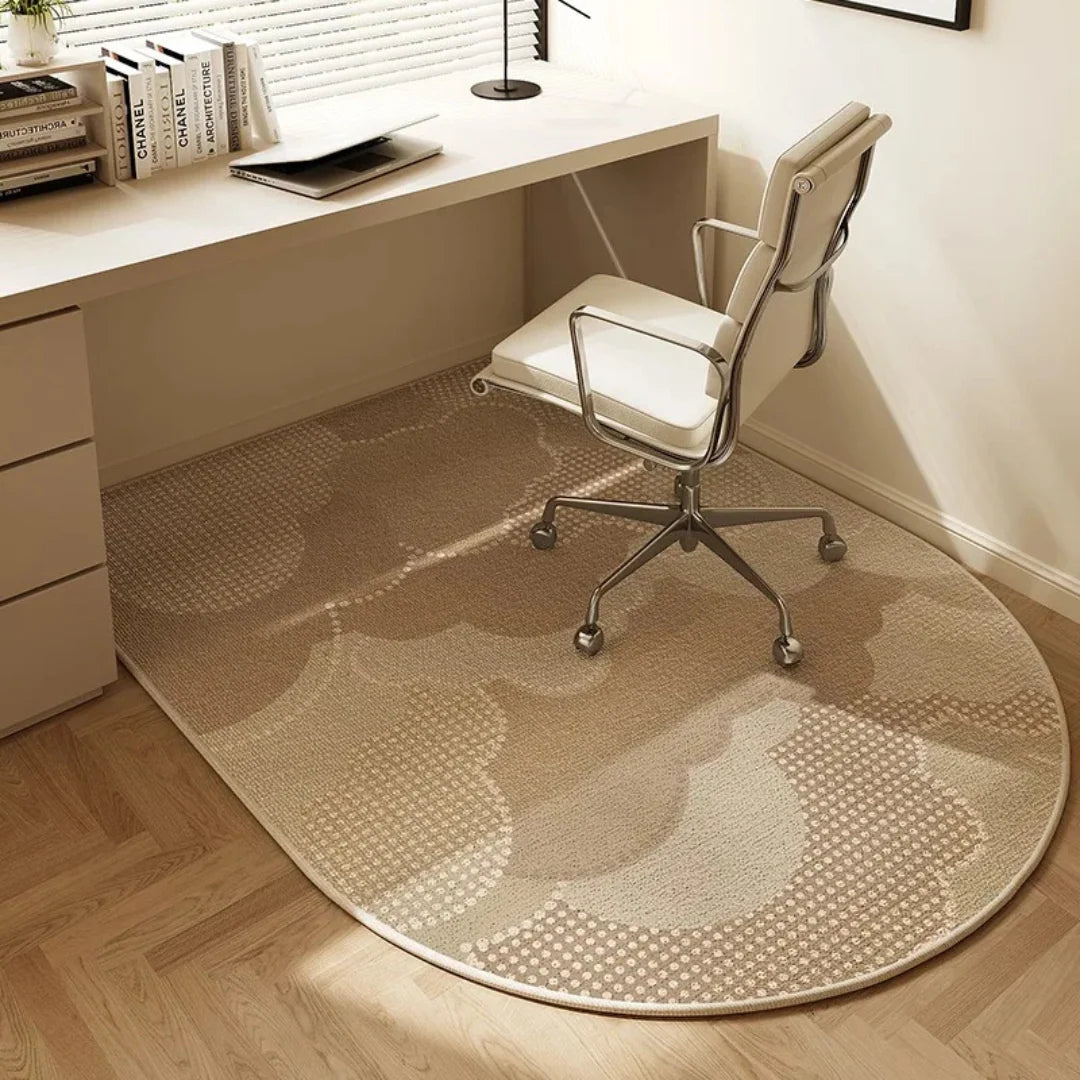 Office Chair Mat Semi-Round Polyester Fleece Non-Slip Backing