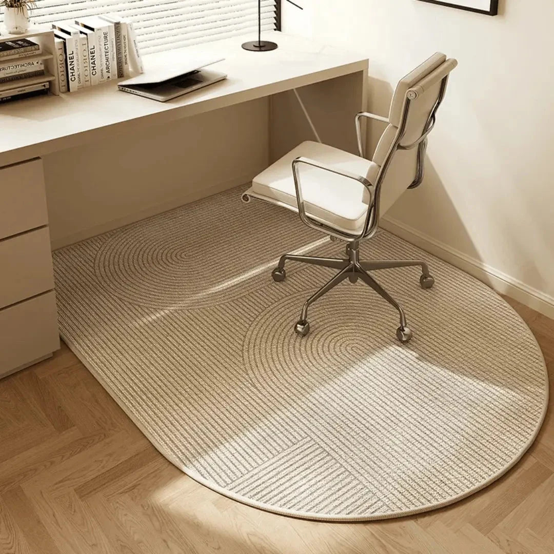 Office Chair Mat Semi-Round Polyester Fleece Non-Slip Backing