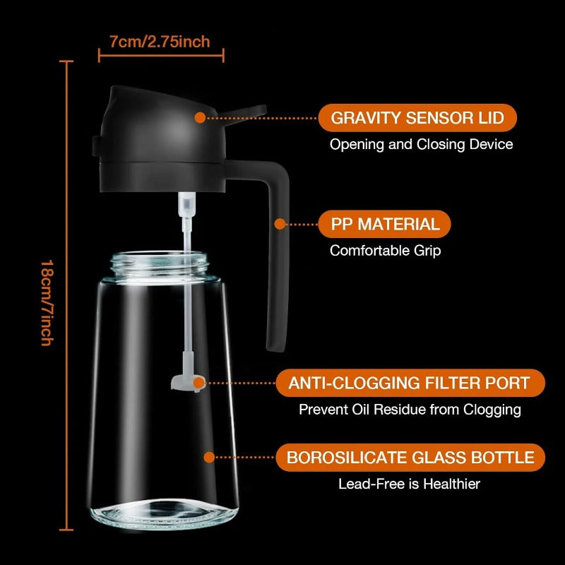 Oil Dispenser 2-In-1 Spray & Pour 470ml Glass