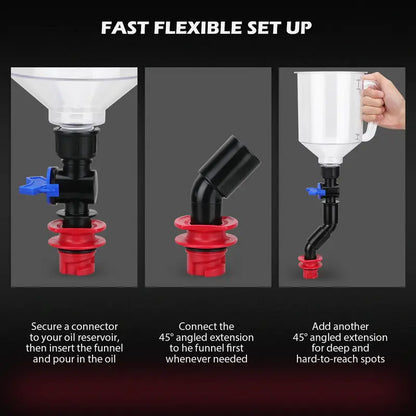 Oil Funnel Adapter Set 12 Color-Coded Adapters Magnetic Trays