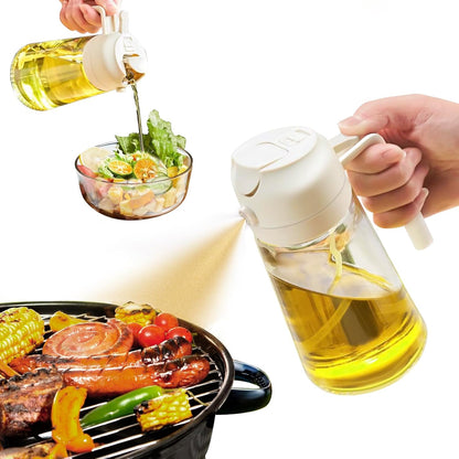 Oil & Vinegar Dispenser Glass Dual-Function Sprayer & Pourer