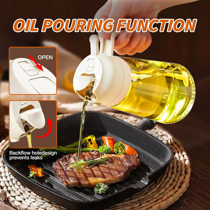 Oil & Vinegar Dispenser Glass Dual-Function Sprayer & Pourer