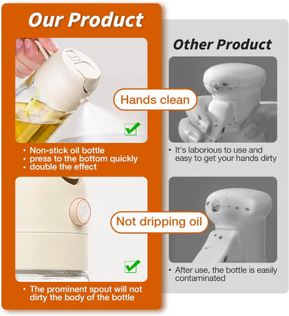 Oil & Vinegar Dispenser Glass Dual-Function Sprayer & Pourer