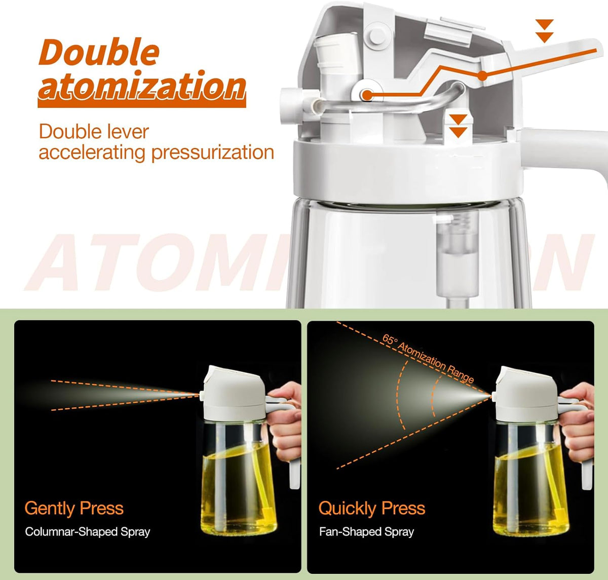 Oil & Vinegar Dispenser Glass Dual-Function Sprayer & Pourer