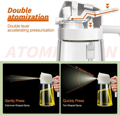 Oil & Vinegar Dispenser Glass Dual-Function Sprayer & Pourer
