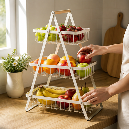 Open-Frame Powder-Coated Metal Countertop Fruit Stand