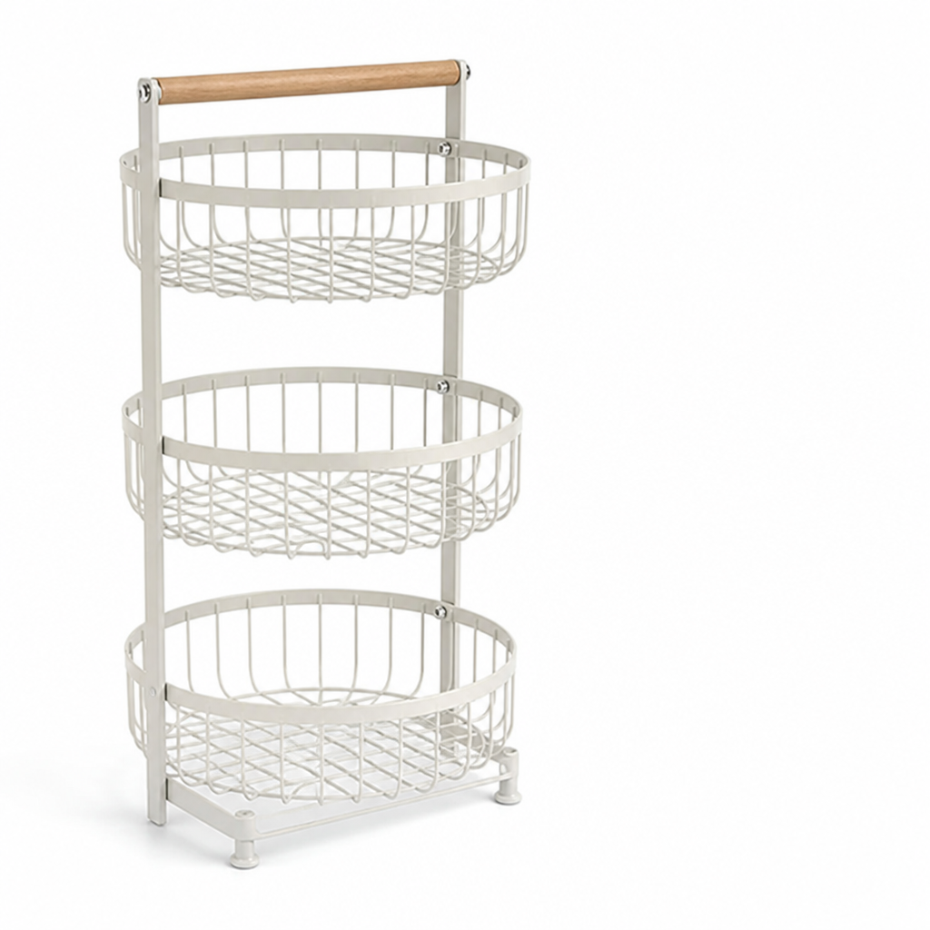 Open-Frame Powder-Coated Metal Countertop Fruit Stand