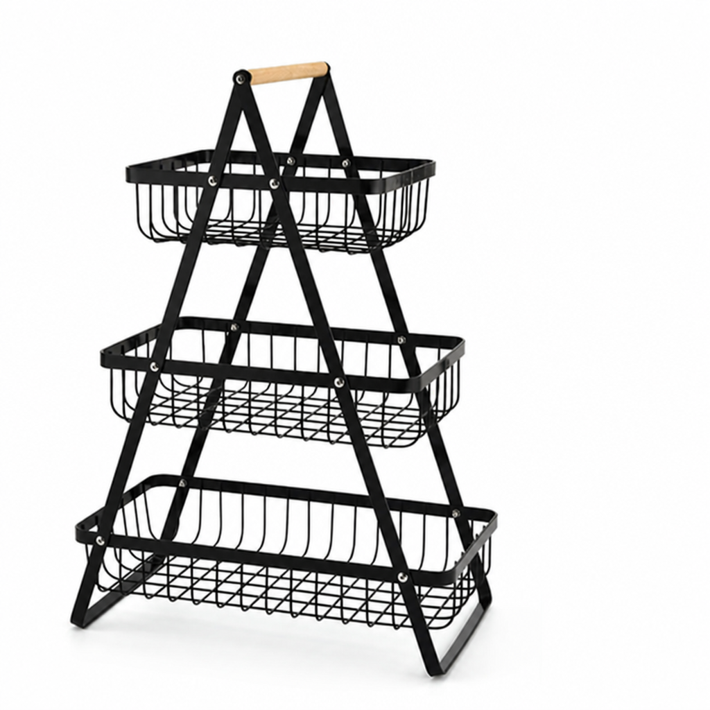 Open-Frame Powder-Coated Metal Countertop Fruit Stand