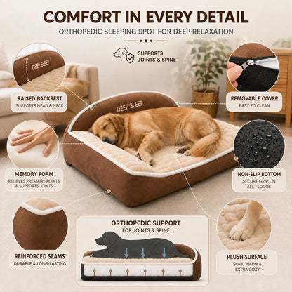 Orthopedic Dog Bed Memory Foam Washable Cover Non-Slip Base