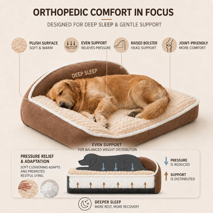 Orthopedic Dog Bed Memory Foam Washable Cover Non-Slip Base