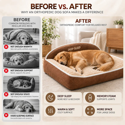 Orthopedic Dog Bed Memory Foam Washable Cover Non-Slip Base