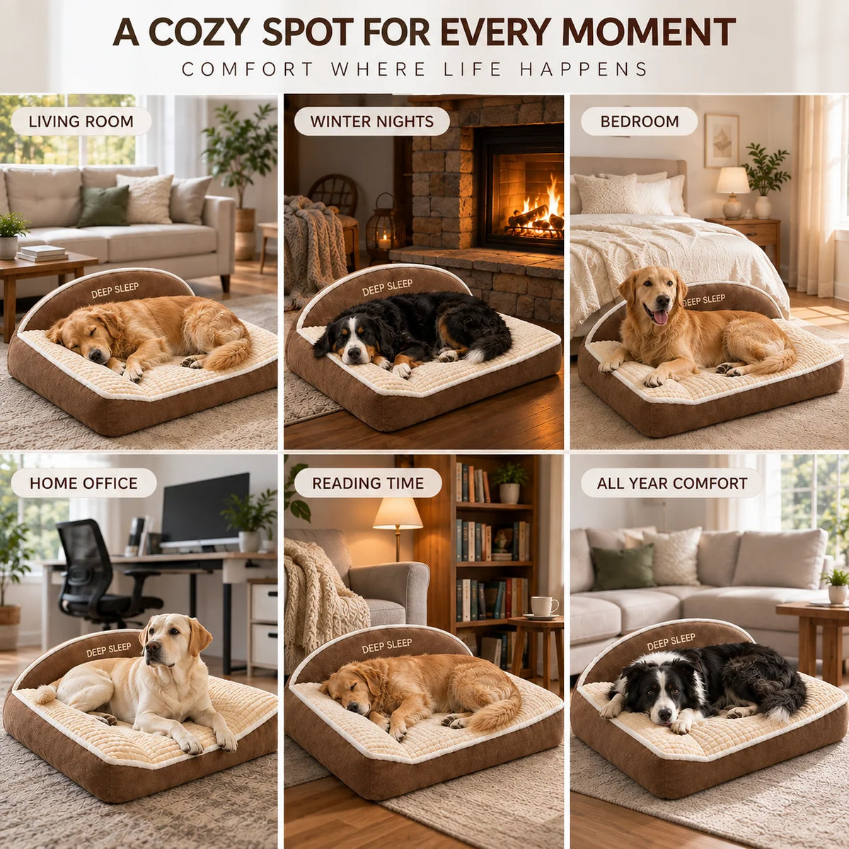 Orthopedic Dog Bed Memory Foam Washable Cover Non-Slip Base