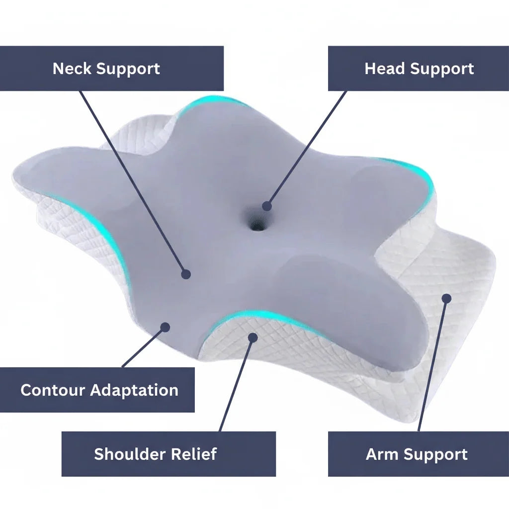 Orthopedic Pillow Memory Foam Two Contour Heights Washable Cover