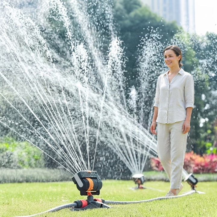 Oscillating Sprinkler 16 Turbine Nozzles Metal Body & Dual Filter