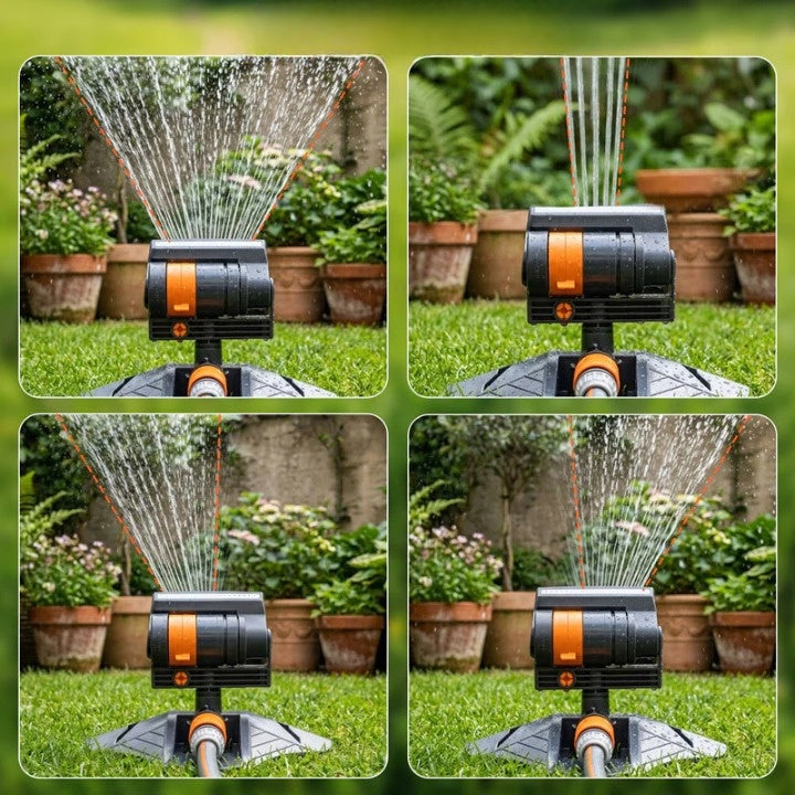 Oscillating Sprinkler 16 Turbine Nozzles Metal Body & Dual Filter