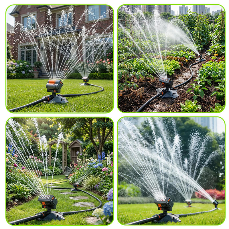 Oscillating Sprinkler 16 Turbine Nozzles Metal Body & Dual Filter